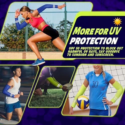 Geyoga 4 Pairs Arm Sleeves for Men Women - color: Cool Colors