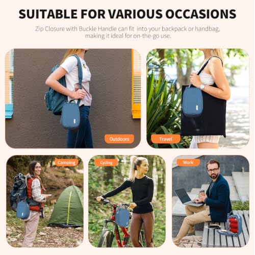 NOL Small Insulated Snack Bag Mini Freezable Cooler Pouch 3L fit 3 Cans | Wide-Mouth 6hours Cool & Warm Lightweight Leakproof Nylon Box for Work Travel (Dusty blue) - color: Dusty blue