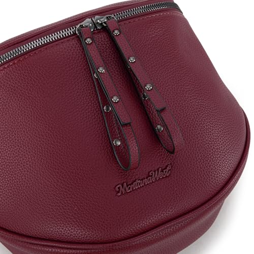 Montana West Crossbody Bag for Women, Vegan Leather Bum Bag with Coin Purse - color: Burgundy