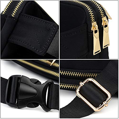 UTO Fanny Pack Crossbody Belt Purse Chest Waist Hip Travel Hiking Bumbag - color: 0759 Ace Nylon Black