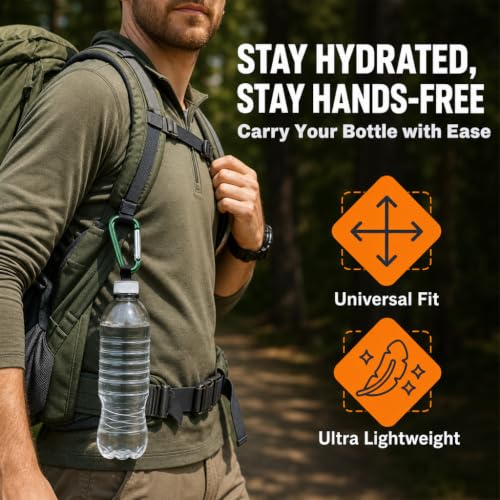 Iconikal 2-Pack Plastic Water Bottle Holder Rubber Grip Aluminum Carabiner