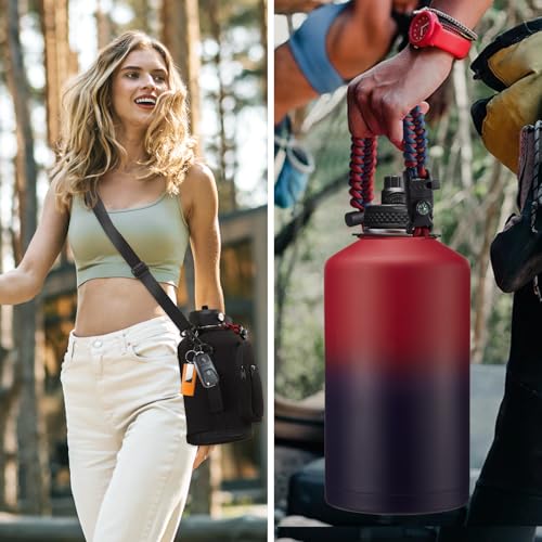 1 Gallon Insulated Stainless Steel Water Bottle with Carry Accessories - color: Army Green, size: 128 Ounces