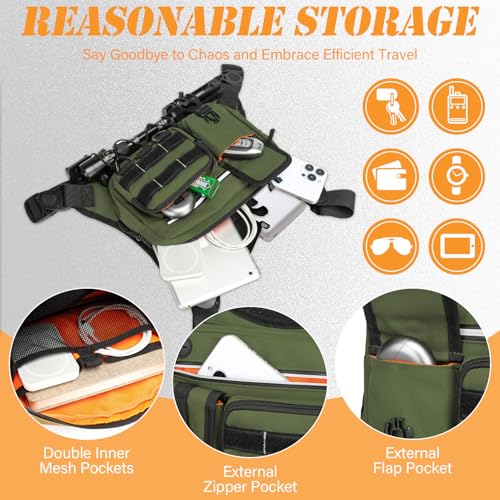 HAMBOLY Chest Bag for Men and Women, Tactical Running Chest Pack with Pistol Holster - color: Black and Army Green