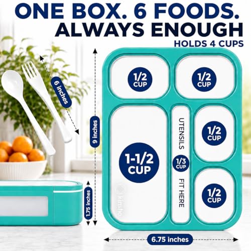 kinsho Bento Lunch Box, Ice Pack Insulated Bag for Kids, Boys, Girls, Teal - color: Teal