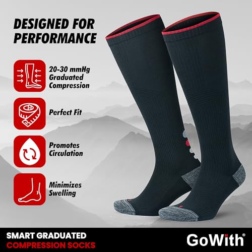 GoWith 20-30 mmHg Unisex Knee High Compression Rayon Bamboo Socks, 2 Pairs - color: Black - 2 Pairs, size: Small