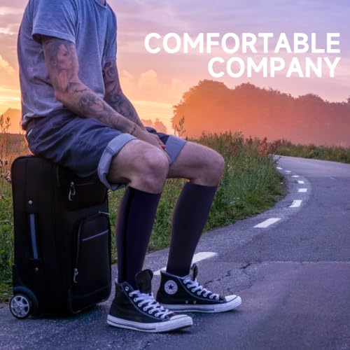 bropite Zipper Compression Socks Women & Men- 2Pairs Calf Knee High 15-20mmHg Open Toe Compression Stocking suit for Walking - color: D-blue-open, size: Large-x-large