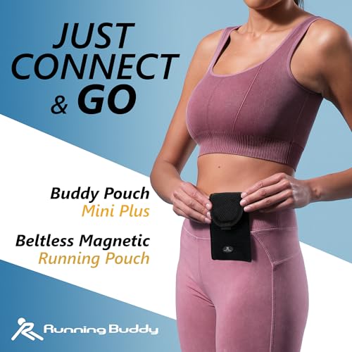Running Buddy Magnetic Pouch Beltless Workout Pouch No Bounce - color: Black, size: Mini Plus (6.5 in x 4 in)