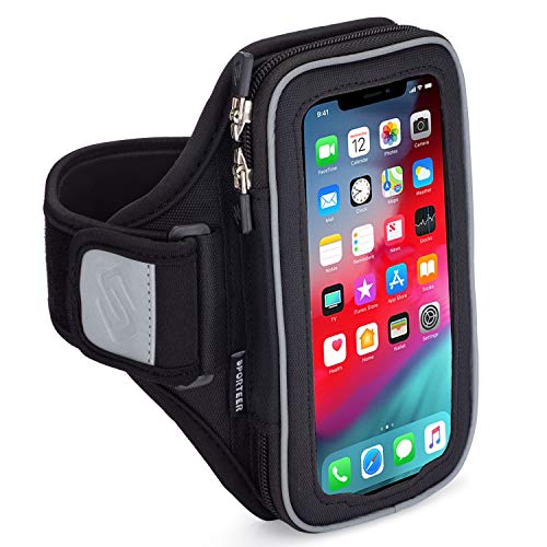 Sporteer Velocity V8 Running Armband - Fits Large Cases - Slim No-Bounce Holder for iPhone 17/16/15 Pro Max & Plus, Galaxy S26+/S25+, Pixel 10 Pro XL - Large-Format Modular Fitness Case - size: S/M Straps