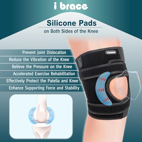 Compression Knee Brace, Non-Slip Patella Support with Double Adjustable Straps, Suitable for Patellar Tendinitis, Arthritis, Meniscus Tear, Unisex, Black, XL - size: X-Large