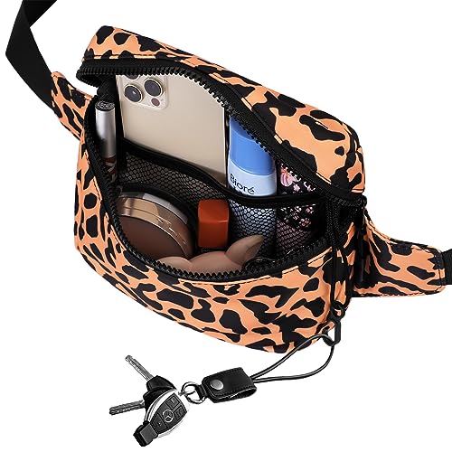 Fanny Pack Waist Belt Bag Fashion Fanny Women and Men Gift Waist Pack With Adjustable Strap For Travel Running 2L Leopard Yellow - color: 2L Leopard Yellow