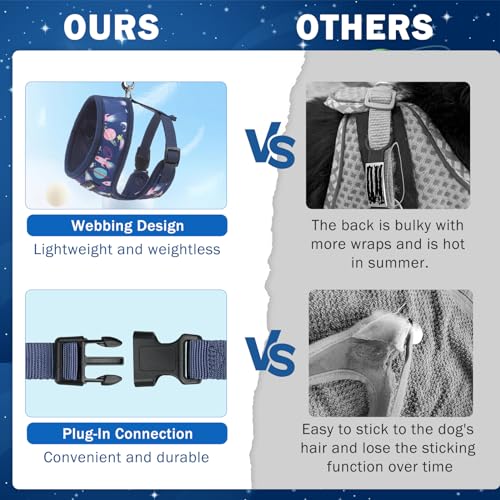 SCENEREAL Small Dog Harness and Leash Set, No Pull Puppy Harness - color: Navy-Starry Night, size: XS: Chest Girth: 10"-14"