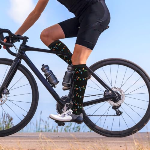 Compression Socks Knee High Circulation Support Socks For Women Men Athletic Running Hiking Cycling - color: Christmas