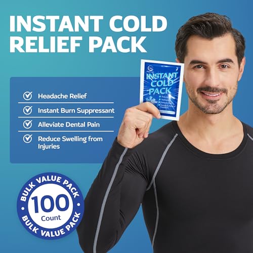 100 Pack Instant Ice Packs for Injuries, Disposable First Aid Cold Packs - size: 100 Pack (6" x 4.5")