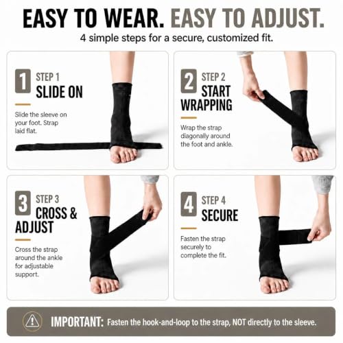 ABIRAM Ankle Brace Compression Sleeve with Adjustable Support Strap - color: Gray, size: Small