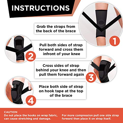 Pure Support Knee Brace with Straps, Compression Sleeve for Running, Arthritis Pain, Sports - size: X-Large