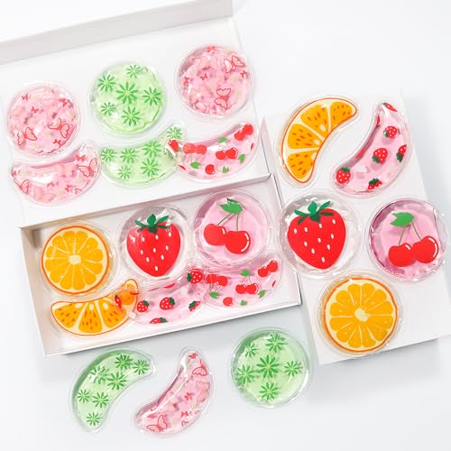 4PCS Gel Eye Ice Pack Set Reusable, Cold and Hot Compress for Eyes - color: Leaves