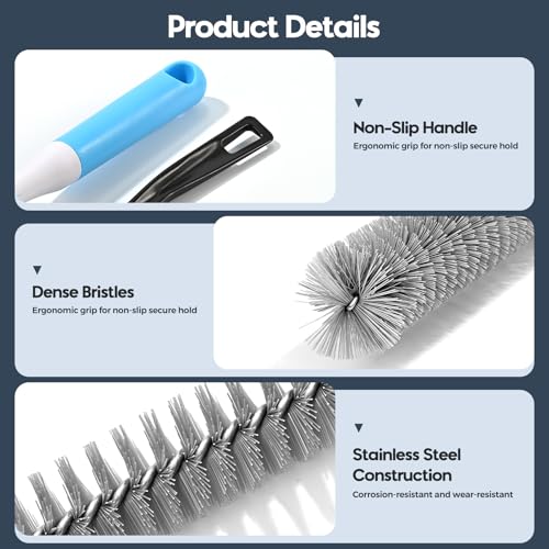 Dryer Vent Cleaner Kit 5 Pcs, Refrigerator Coil Cleaning Brush, Sewer Set Brush, Dryer Lint Cleaner Brush for Flexible Lint Remover, Kitchen Sink, Bathroom Clog, Toilet, Vent Scrubber - color: 5pack-grey
