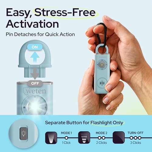 Personal Safety Alarm Keychain for Women, 130dB, USB-C Rechargeable - color: C - Blue