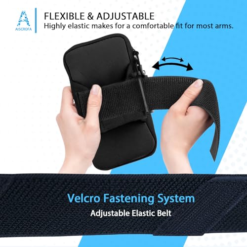 Sports Armband, Running Gym Universal Smartphone Arm Bag with Earphone Hole Multifunctional Pockets foriPhone 15, 14, 13, 12, 11 Pro Max, Xs, Xr, X, 8 Plus, SE, Galaxy S22 Ultra and More - color: Black