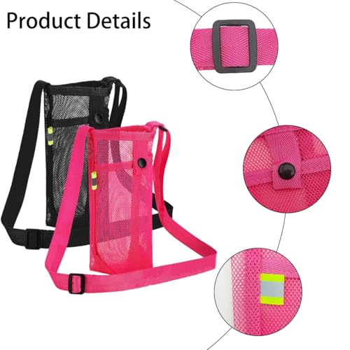 DanziX 2 Pcs Water Bottle Carrier Pouch, Water Bottle Holder with Adjustable Strap and Pouch for Walking and Travelling(Black&Pink) - color: Black&Pink