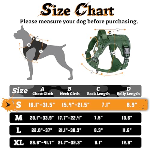 rabbitgoo Tactical Dog Harness for Small Dogs, No Pull Service Pet Vest - color: Green, size: S(Chest:16.1"-31.5",Neck:15.4"-21.6",Back:7.1")