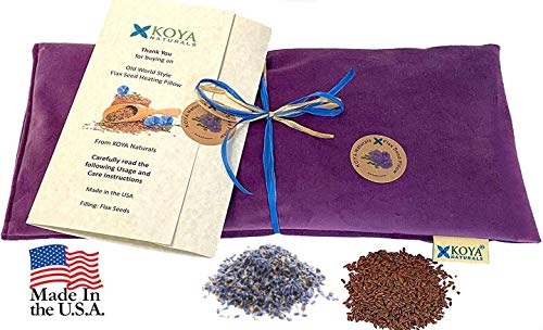 KOYA Naturals Soft Velvet Flax Seed Pillow with Lavender - Microwave Heating Pad – Microwavable Moist Heat Pack – for Neck, Muscle, Joint, Stomach Pain, Menstrual Cramps – Warm Wrap (Purple) - color: Purple