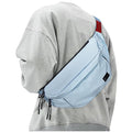 Fashion Large Crossbody Fanny Pack for Men Women,Waterproof Waist Bag fanny Packs belt bag sling bag with 5-Zipper Pockets,Carrying 7.9"phone,Blue-large - color: B-Light Blue-L