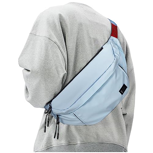Fashion Large Crossbody Fanny Pack for Men Women,Waterproof Waist Bag fanny Packs belt bag sling bag with 5-Zipper Pockets,Carrying 7.9"phone,Blue-large - color: B-Light Blue-L