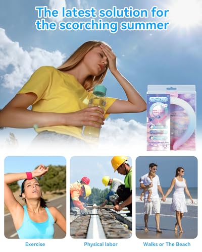 Neck Cooling Tube Wraps Ice Ring Neck Cooler Personal Ice Pack Wrap for Hot Weather Gel Reusable Wearable Gel Cooling for Summer Heat Hot Flashes Freezer Below 64.4℉ - color: Gradient Pink