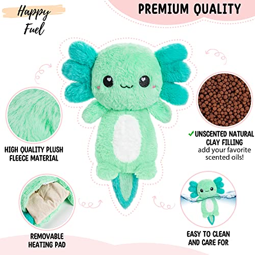 Axolotl Microwavable Stuffed Animals Unscented Heating Pad, Mint, 1.5lbs Soft Cozy Kawaii Hot and Cold Plushie Heating Pad for Women and Kids, Cute Warm Pillow Plush Gifts for Axolotl Lovers - color: Mint Axolotl