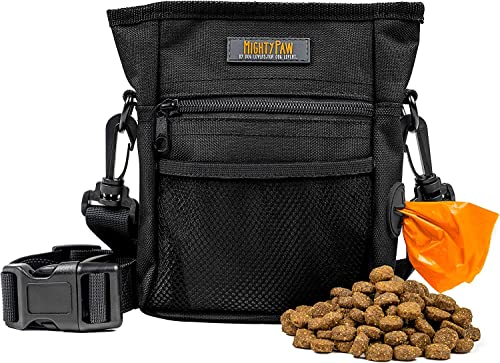 Mighty Paw Dog Training Treat Pouch, No-Spill Magnetic Clasp, Black - color: Deluxe - Black