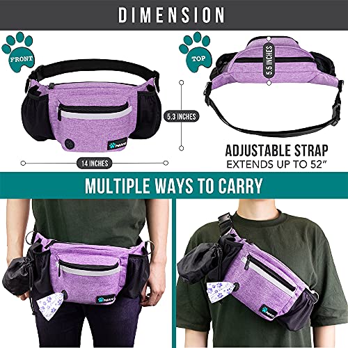 PetAmi Dog Fanny Pack, Treat Pouch for Dog Walking Training, Purple - color: Purple