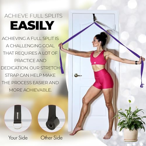 Pilates Stretching Strap with Door Anchor for Flexibility Training - color: Purple