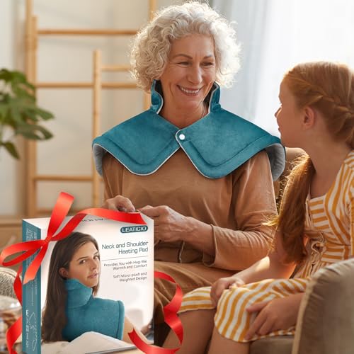 Heating Pad for Neck Shoulders Back, Upgraded PTC+NTC Even Heating, Versatile Electric Heated Neck Wrap for Full-Body Relax, Birthday Gifts for Women Men Mom Dad Wife Husband, ETL Safety Certified - color: Blue Green