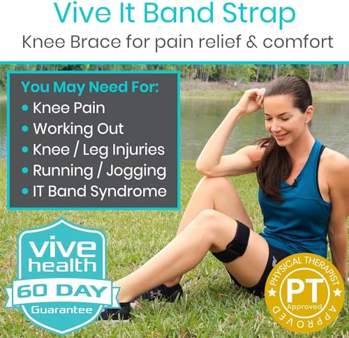 Vive IT Band Strap Iliotibial Band Compression Wrap - Outside of Knee Pain (Black, 1 Count (Pack of 1)) - style: Single