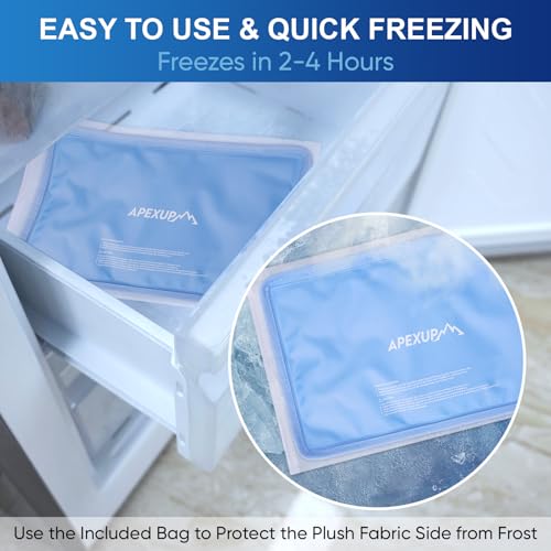 APEXUP Gel Ice Packs for Injuries Reusable, Flexible Double Sided Cold Packs for Injuries, Ice Pack for Knee, Shoulder, Back, Hip, Leg, Arm (Blue, 8"x5.5", 2PK) - size: S-2PK (8"x5.5"), style: Blue
