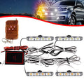 4x4 LED 4 in 1 Surface Mount Grill Light DC12V Wireless Remote Emergency Flashing Beacon Lamp Police Light Strobe Warning For Truck Trailer Caravan Van (White Amber) - color: Amber & White, size: 4 in 1