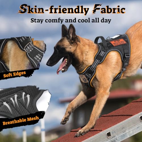 rabbitgoo Tactical Dog Harness for Small Dogs, No Pull Service Pet Vest - color: Black, size: S(Chest:16.1"-31.5",Neck:15.4"-21.6",Back:7.1")