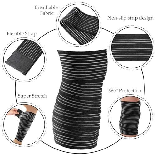 Syhood 4 Pieces Compression Leg Wraps Bandage Adjustable Ankle,71 Inches - size: 71 inches