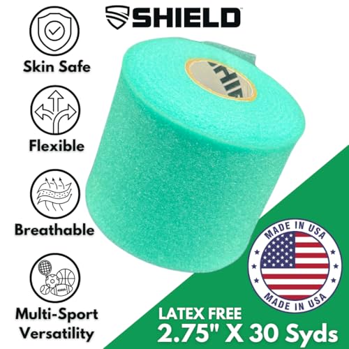 Shield Athletic Underwrap | 2 Roll Pack of PreWrap, Hair Tie, Headband, USA Made, Pre-Wrap Athletic Tape, 2.75" X 30 SYards, Foam Barrier, Flexible, Breathable - color: Teal