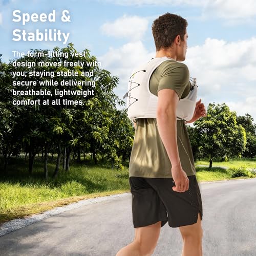 N NEVO RHINO Running Vest 5L, Hydration Vest with 2 TPU 500ml Soft Flask - color: white, size: Small