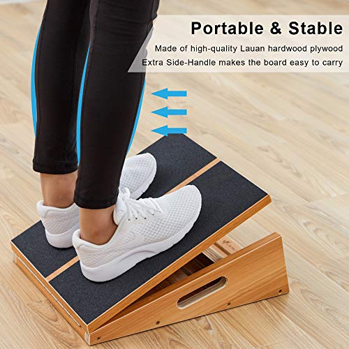 StrongTek Wooden Slant Board Set – Heavy-Duty 25° Fixed Incline Board & Adjustable Incline Calf Stretch Board for Squats, Ankle Rehab, and Flexibility Training