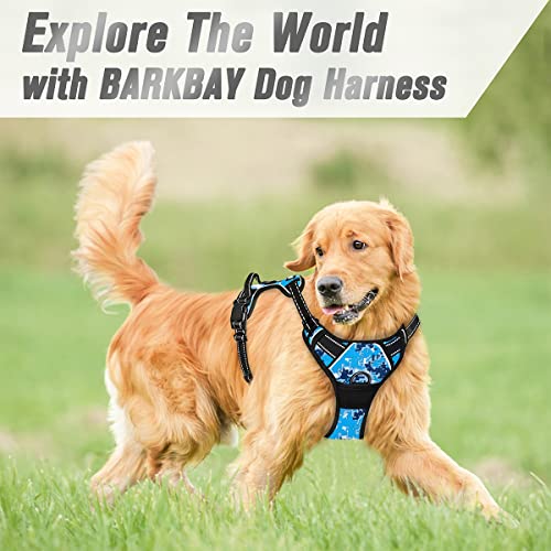 BARKBAY Dog Harness No Pull for Small Sized Dog Front Back Clips,Dog Vest - color: Blue Camo, size: Small(Chest:19.5-26")