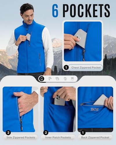 Outdoor Ventures Men's Running Golf Vest Outerwear Lightweight Windproof - color: Bright Blue, size: Small