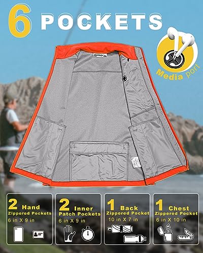 33,000ft Men's Windproof Lightweight Golf Vest Outerwear Sleeveless Jacket - color: Tangerine, size: Small