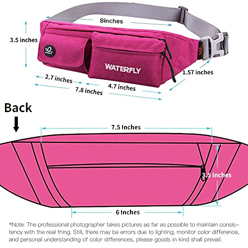 WATERFLY Small Fanny Pack for Women Men, Crossbody Travel Waist Bag - color: Rose Red