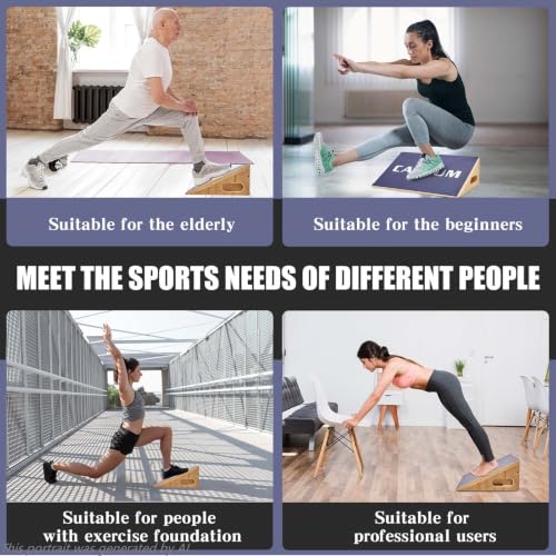 CAELUM Slant Board for Squats, Training Incline Wedge for Calf Stretching - color: Blue
