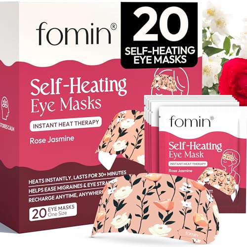 Steam Eye Mask for Fathers Day, 20 Packs Rose & Jasmine Self Heating Warm Compress for Dry Eyes, Puffy Eyes & Dark Circles, Disposable Heated Eye Mask, Travel Essentials & Relaxation Gifts for Men - color: Rose and Jasmine