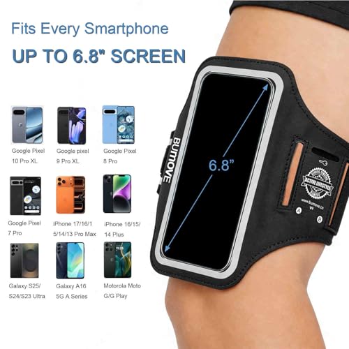 Running Armband Phone Holder with Headset Locker Fits up to 6.8" - size: G6.8"
