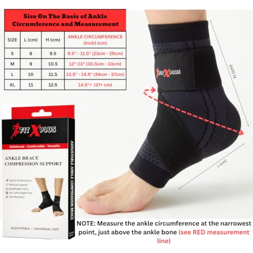 FIT-X-PLUS Small Ankle Brace for Men & Women (Pair) – Compression Ankle Support Sleeve for Sports, Running, Gym, Walking, Workout, Basketball & Daily Activities, Black - size: Small